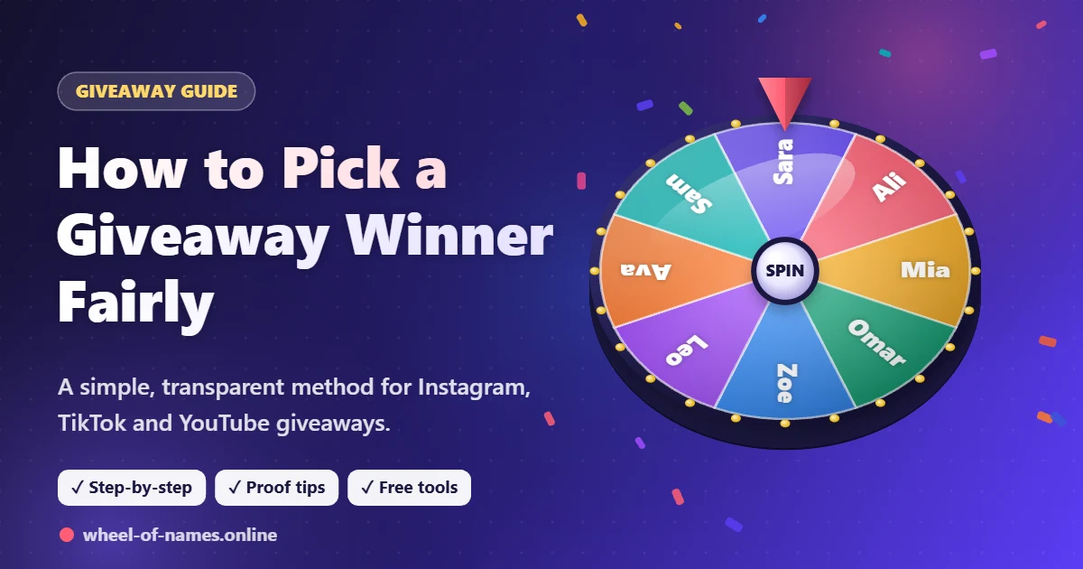 How to Pick a Giveaway Winner Fairly (Instagram, TikTok & YouTube) – 3D spinning wheel illustration
