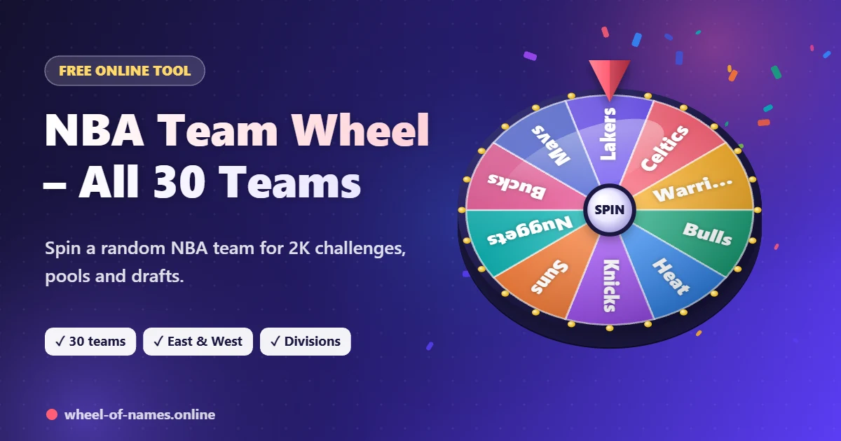 NBA Team Wheel – 3D spinning wheel showing Lakers, Celtics, Warriors and more