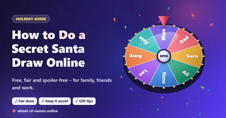 How to Do a Secret Santa Draw Online (Free & Fair) – 3D spinning wheel illustration